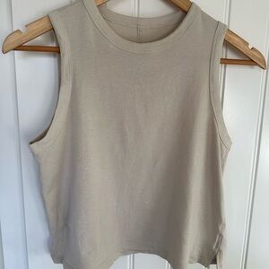 Tan Muscle Tee Rounded Neck Sleeveless